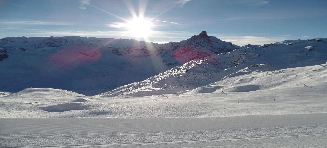 Meribel skiing early morning.