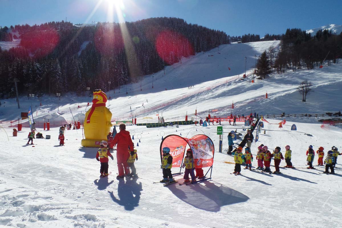 Children Skiing In Meribel